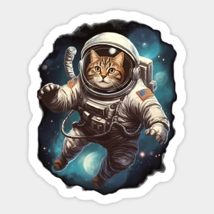 Astronaut Cat In Outter Space Sticker